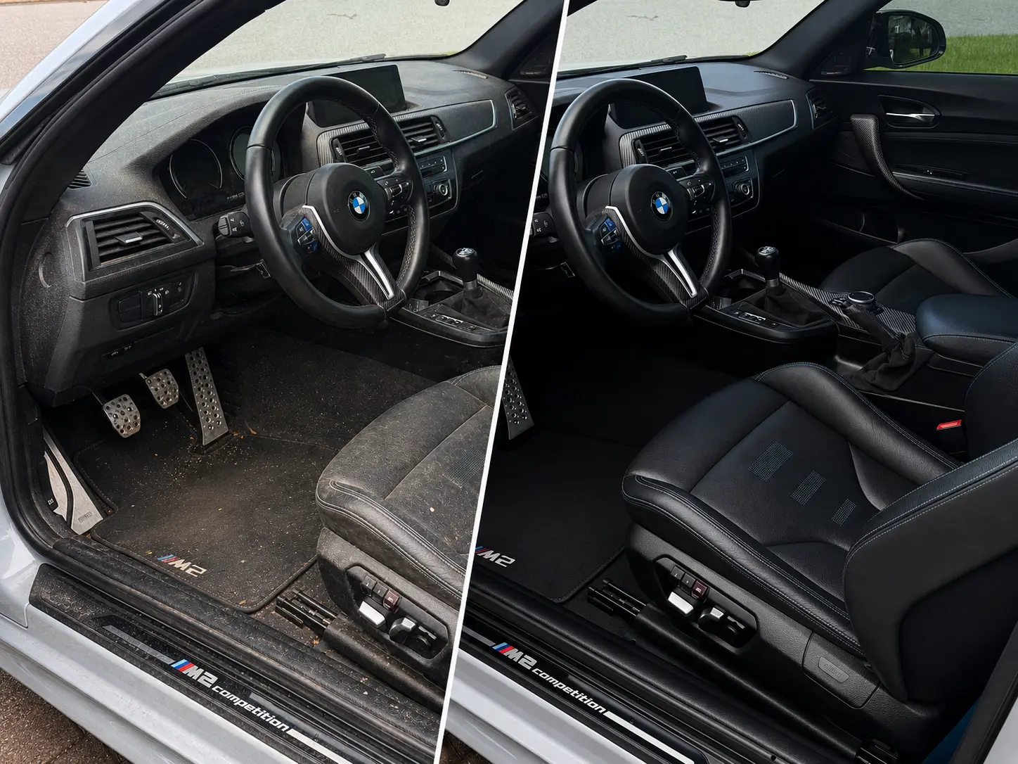 Interior deep clean before and after comparison